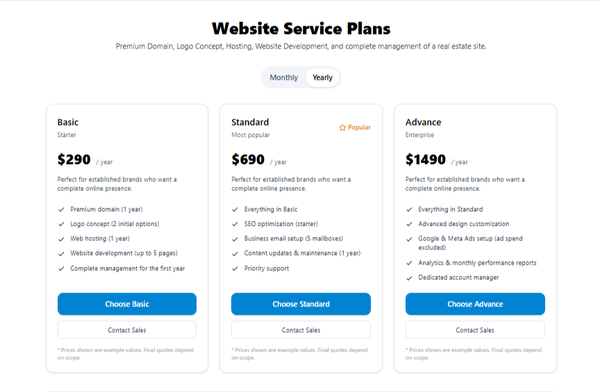 Complete Website Service Plans