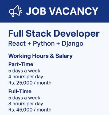 Vacancy: Full Stack Developer (React + Python + Django) Required