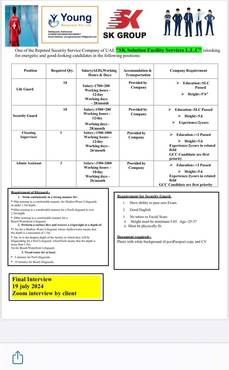 Urgent Demand For Sk Solution Facility Service L.L.C Dubai-Uae